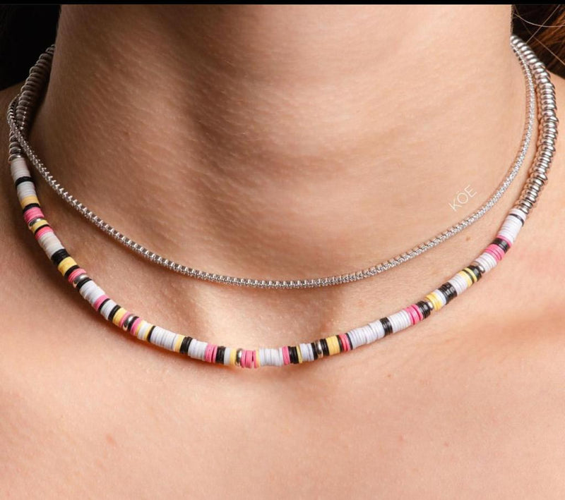 Multicolor White African Beaded Necklace