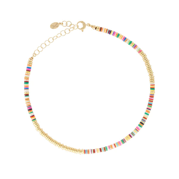 Multicolor African Beaded Necklace with 18k Rose Gold Beads