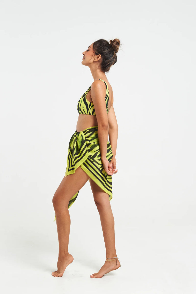 Neon Zebra Fringed Sarong