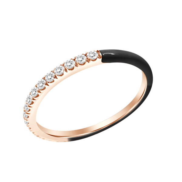 Half and Half Enamel Diamond Band